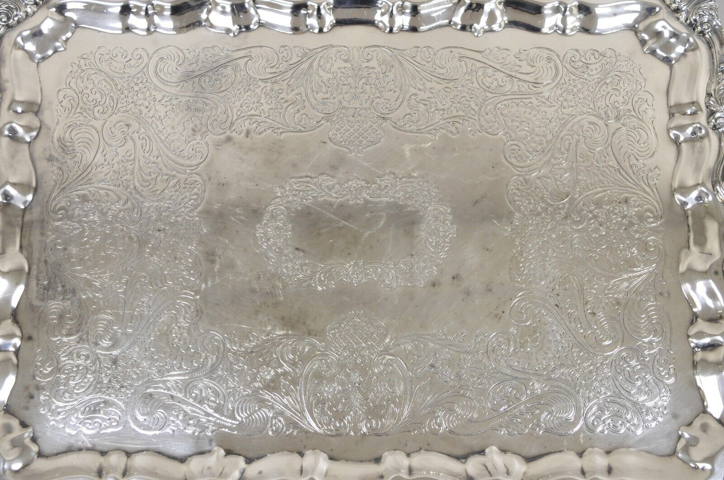 Vintage Sheridan Victorian Ornate Large Silver Plated Serving Platter Tray