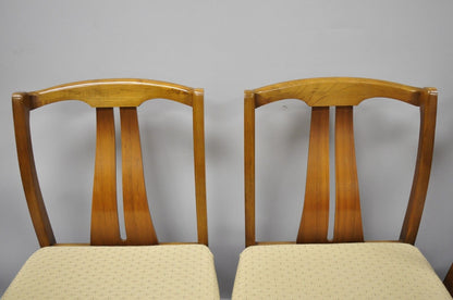 Vintage Mid Century Modern Curved Sculpted Walnut Dining Side Chairs - Set of 4