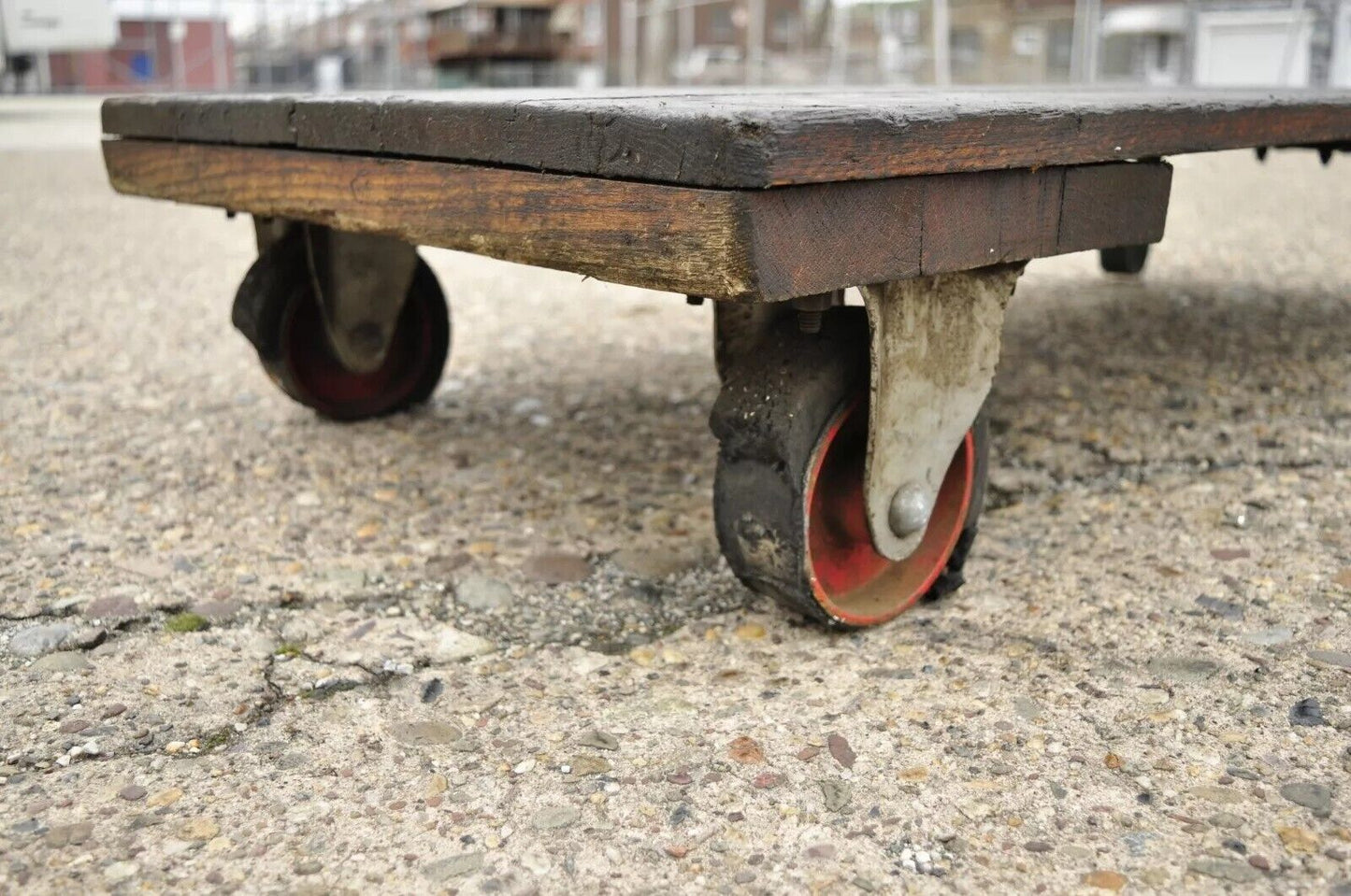 Vintage Fairbanks American Industrial Wood Iron Factory Work Cart Coffee Table A