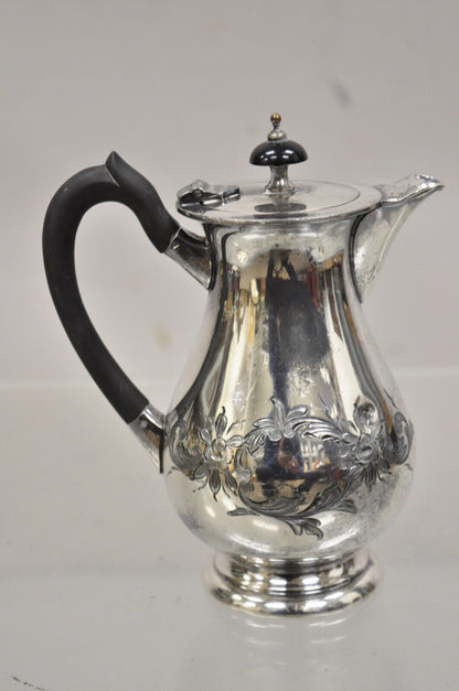 Antique English Victorian Small Wooden Handle Silver Plated Creamer Teapot