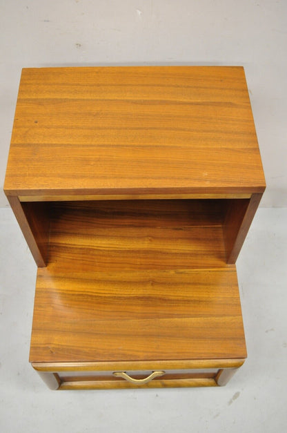 Joerns Bros Mid Century Art Deco Walnut Step Up Nightstand Side Table