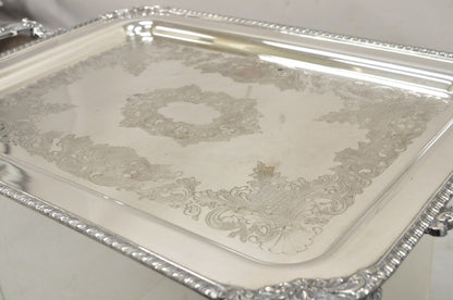 Vintage English Victorian Silver on Copper Silver Plated Serving Platter Tray