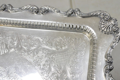 English Silver Mfg Large Victorian Ornate Silver Plated Serving Platter Tray