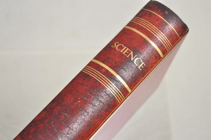 Vintage Italian Regency Red Leather Bound "Science" Faux Book Bookend