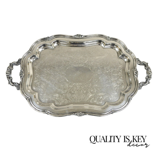 Vintage Oneida Heirloom Melon Large Silver Plated Victorian Style Platter Tray