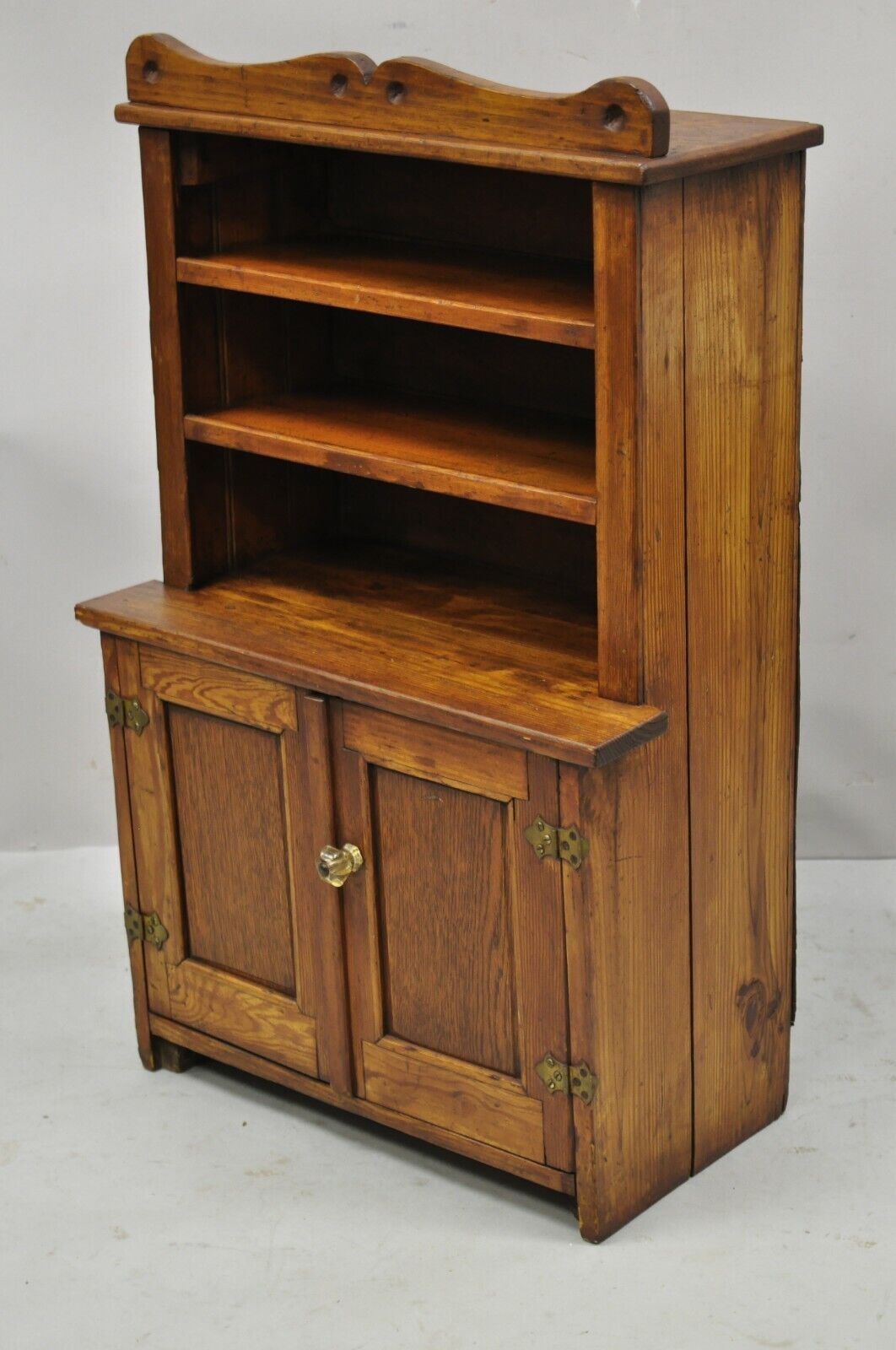 Oak Wood Small Miniature Cupboard Primitive Colonial Kitchen Childs Cabinet