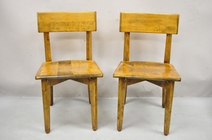 Vintage Gunlocke Mid Century Modern Wooden Side Chairs - a Pair