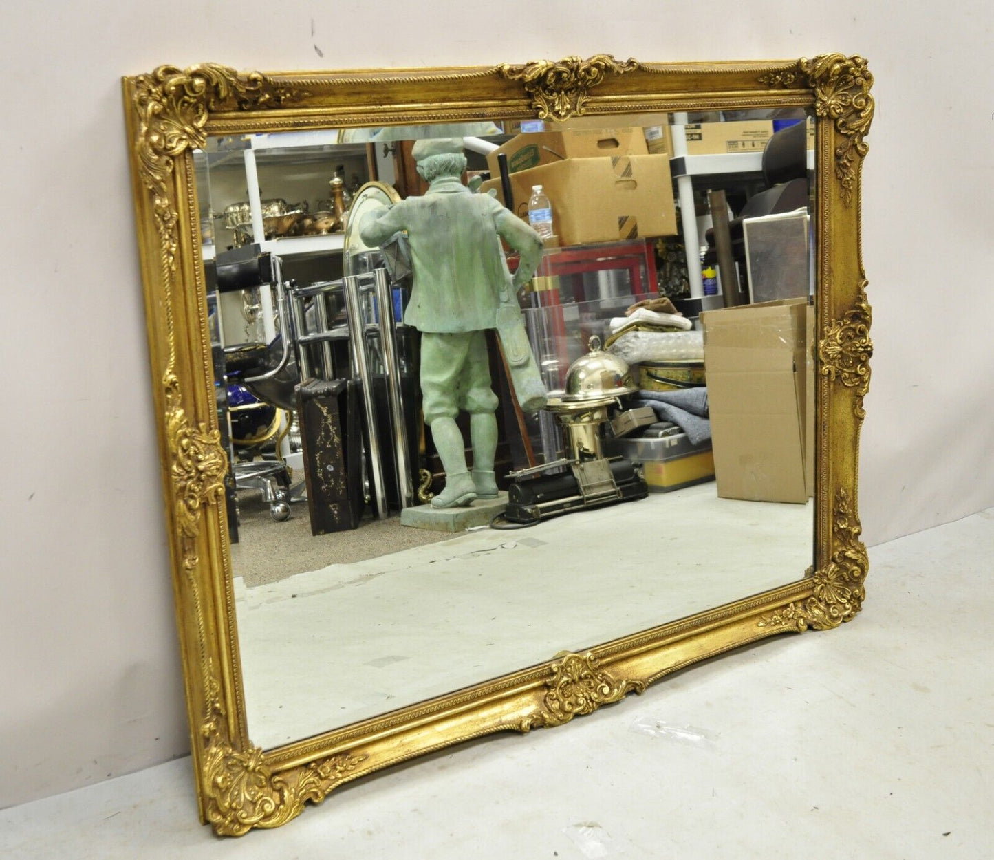 Friedman Brothers Gold French Rococo Style 45" Rectangular Wall Mirror