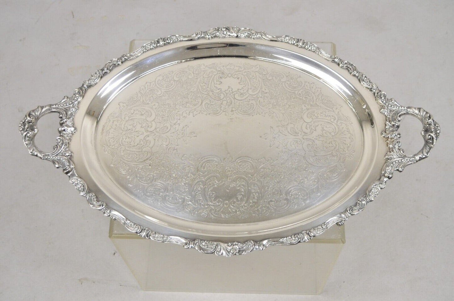 Vintage Baroque by Wallace 294F Oval Silver Plated Serving Platter Tray