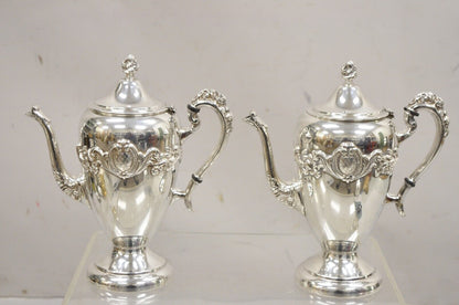 Vintage English Victorian Silver Plated Tea Set w/ Tilting Kettle - 6 Pc Set