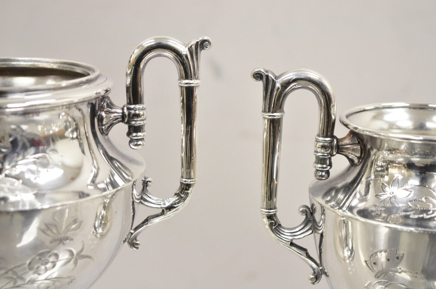 Simpson Hall Miller Aesthetic Movement Silver Plated Butterfly Tea Set - 6 Pcs