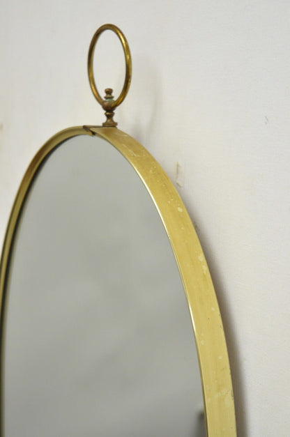 Vintage Turner Hollywood Regency Oval Brass Ring Modernist Wall Mirror