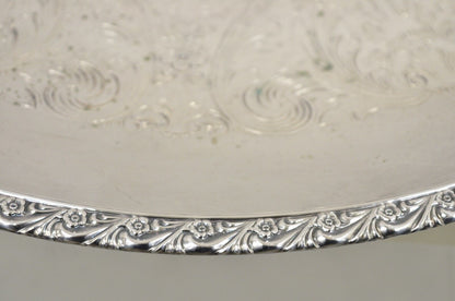 Vintage WM Rogers 767 Victorian Style Round Silver Plated Serving Platter Tray