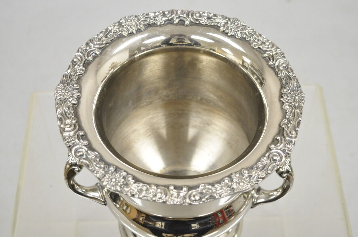 Victorian Style Silver Plated Potbelly Trophy Cup Champagne Chiller Ice Bucket