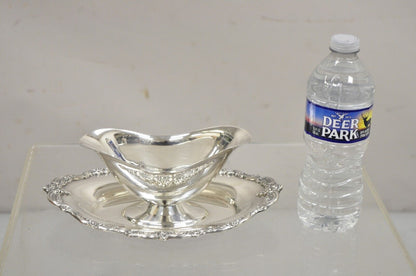 Vintage Towle 2909 Victorian Silver Plated Gravy Boat on Attached Plate