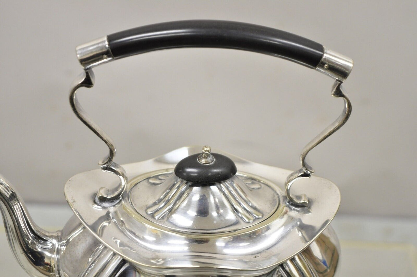 Buckingshire Sheffield England Silver Plated Victorian Tip Kettle and Stand