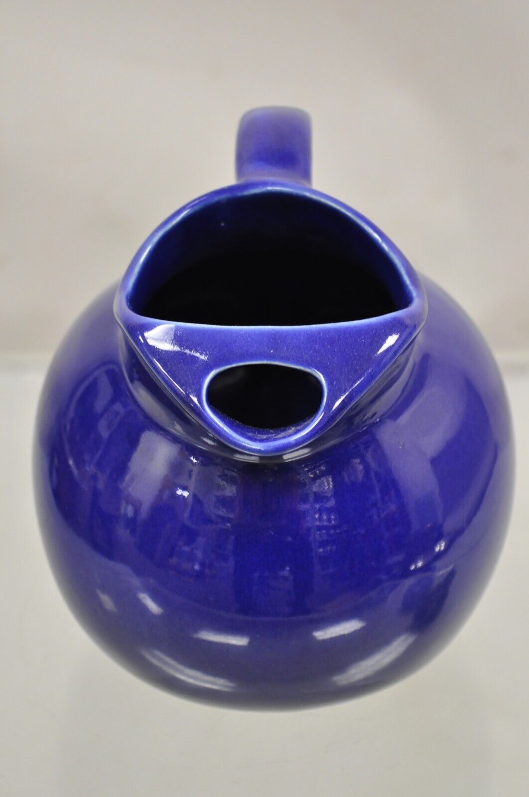 Vintage Hall Cobalt Blue Art Deco 633 Ball Form Glazed Pottery Stoneware Pitcher
