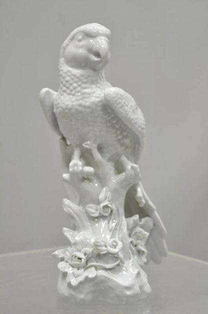 White Porcelain 11" Parrot Figure Statue 5 Point Crown N Capodimonte or German