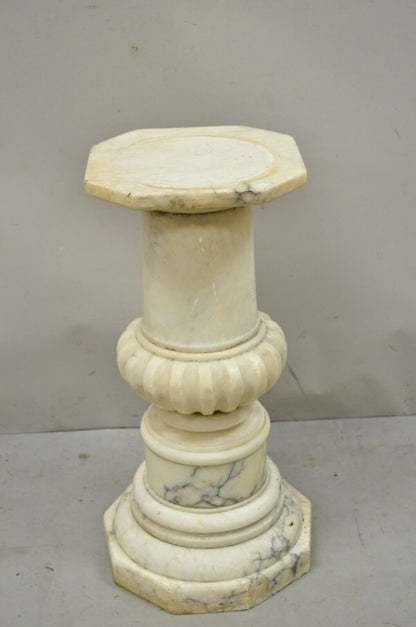 Antique Carved Marble Column Neoclassical Style 25" Regency Plant Stand Pedestal