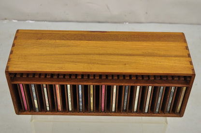 Vintage Kalmar Teak Wood Mid Century Modern 30 Slot CD Rack Holder Organizer (A)