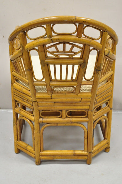 Vintage Lane Bamboo Fretwork Rattan Hollywood Regency Club Lounge Chair