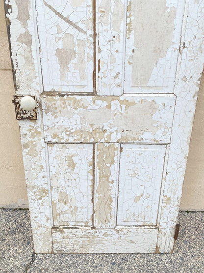 Antique Architectural Salvage Gray White Distress Painted Wooden Interior Door