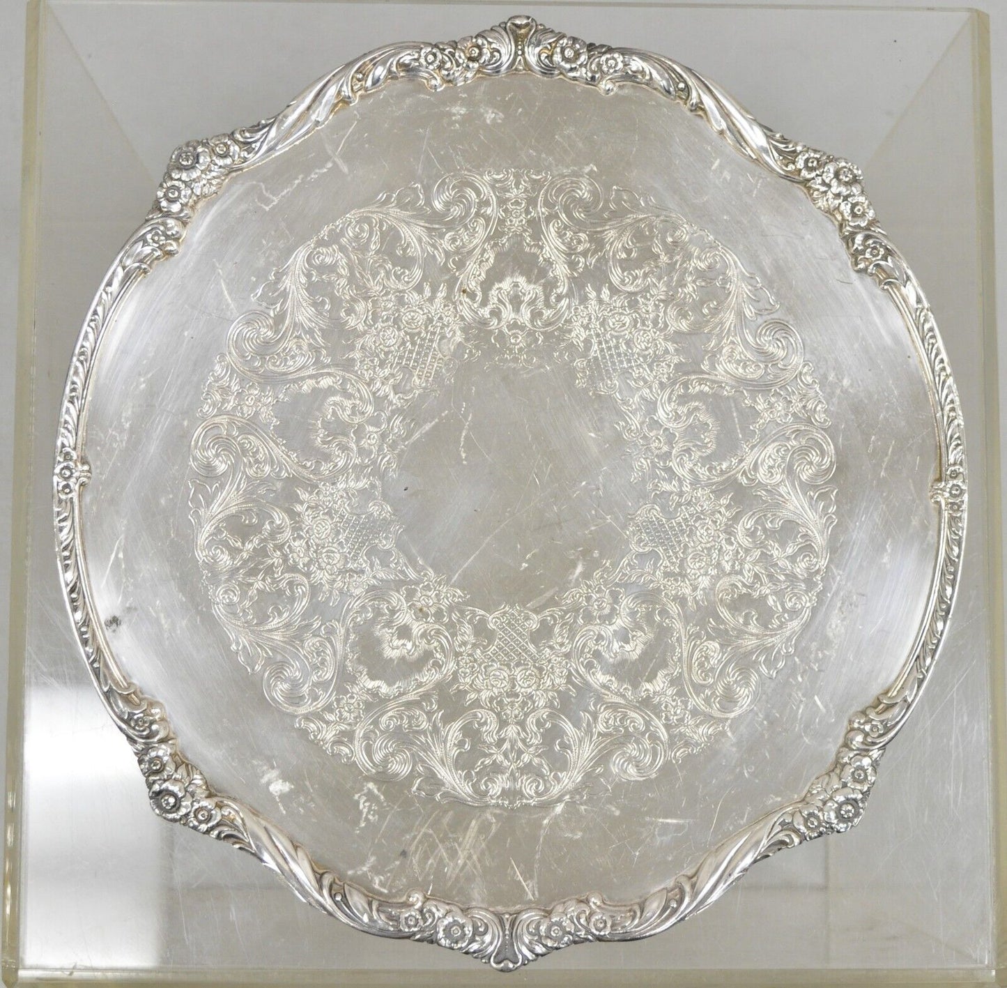 Vintage Heritage 1847 Rogers Bros. 9426 Round Silver Plated Platter Tray