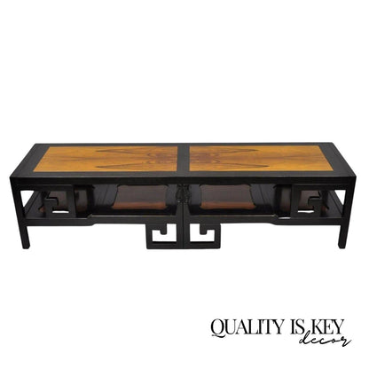 Michael Taylor for Baker Chinoiserie Rosewood Greek Key Black Coffee Table