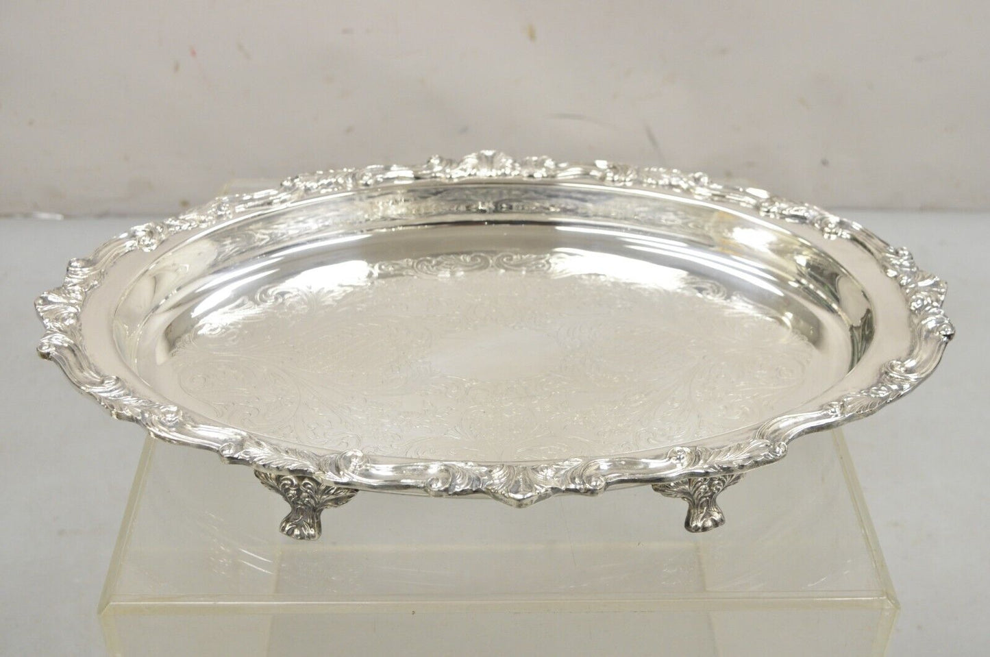 Vintage Sheridan Victorian Silver Plated Oval Deep Serving Platter Dish