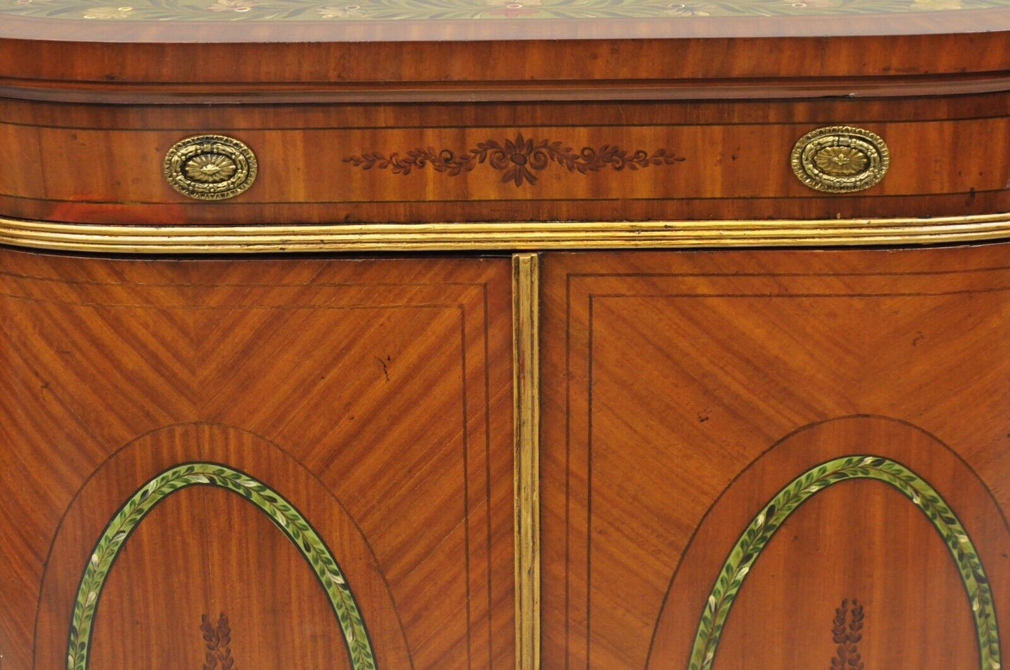 Maitland Smith Adams Style Paint Decorated Small Credenza Buffet Cabinet