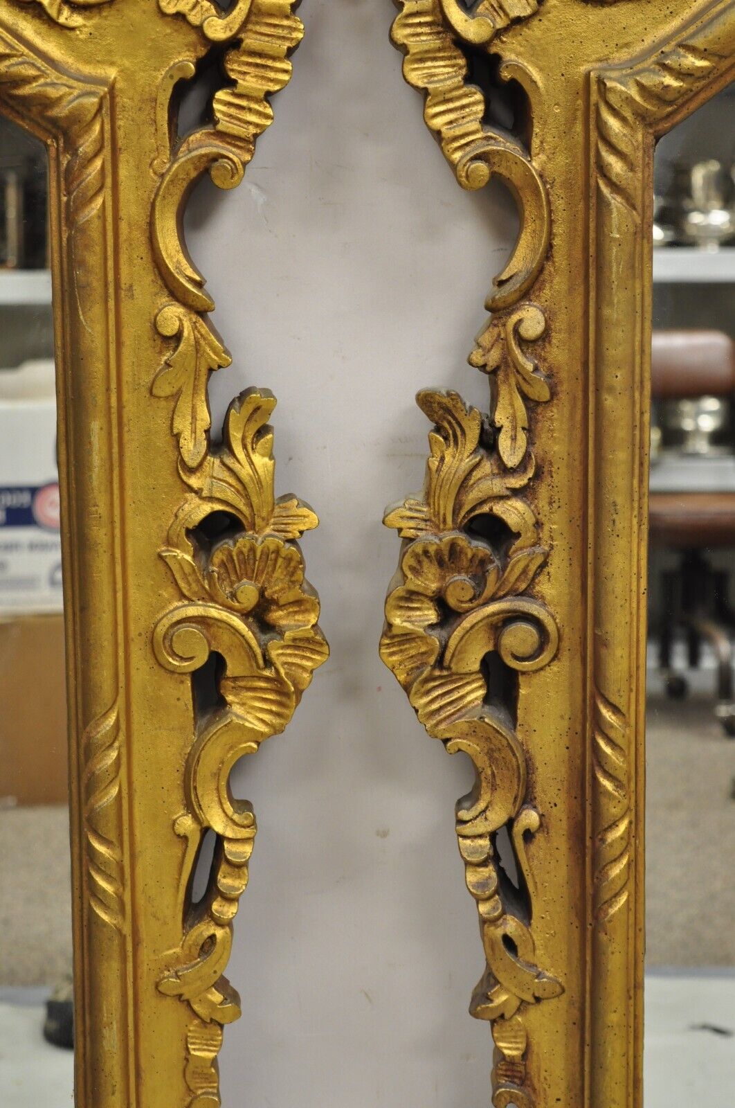 Vintage French Louis XV Rococo Style Ornate Gold Wall Mirrors - a Pair