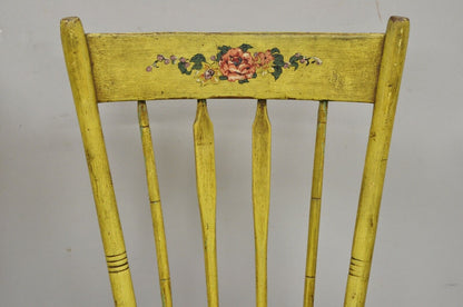 Frederick Loeser & Co Yellow Primitive Hitchcock Style Side Chairs - Pair (A)