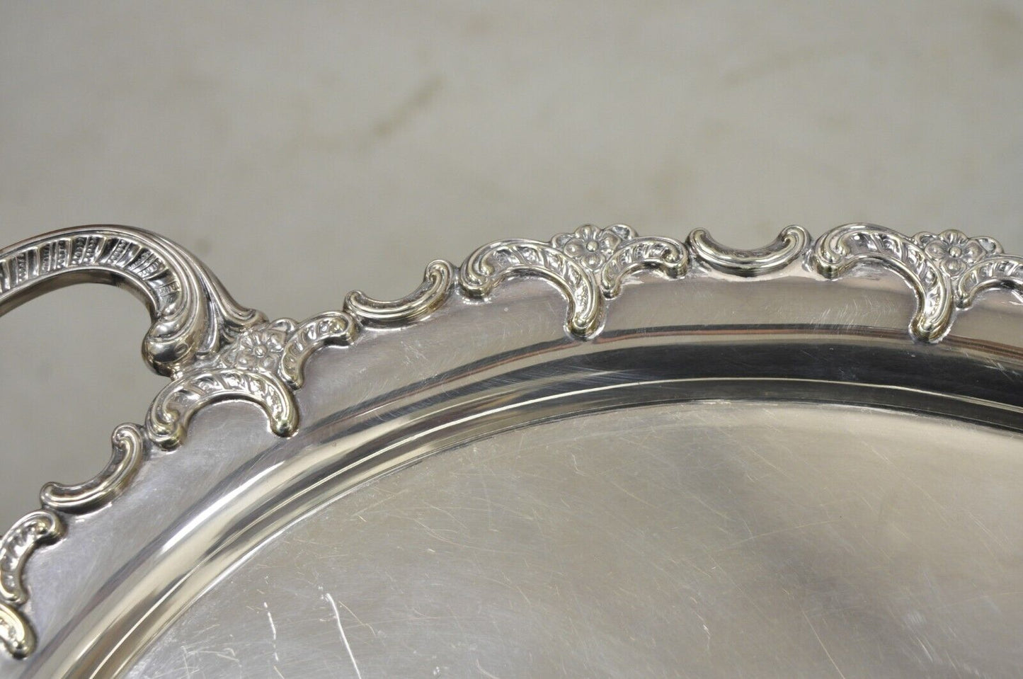 Vintage Handarbelt Alpacca Silver Plate Oval Tray Serving Platter