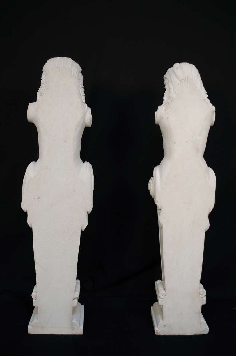 Neoclassical Style Carved Italian Carrara Marble Female Torso Statues - a Pair