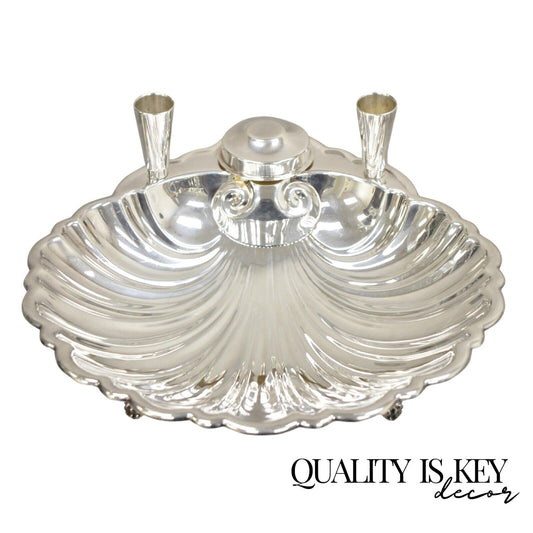 Black Starr & Frost Silver Plated Clam Shell Seafood Cocktail Serving Platter