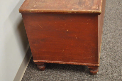 Antique Rustic Primitive Pennsylvania Dovetailed Red Painted Blanket Chest Trunk