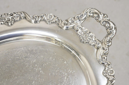 EPCA Poole Silver Co 400 Lancaster Rose Large Silver Plated Serving Platter Tray