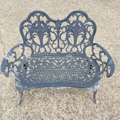 Cast Aluminum Floral French Style Flower Garden Patio Outdoor Bench Loveseat