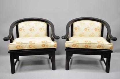 Century Chair Co James Mont Style Horseshoe Ming Lounge Chairs (A) - a Pair