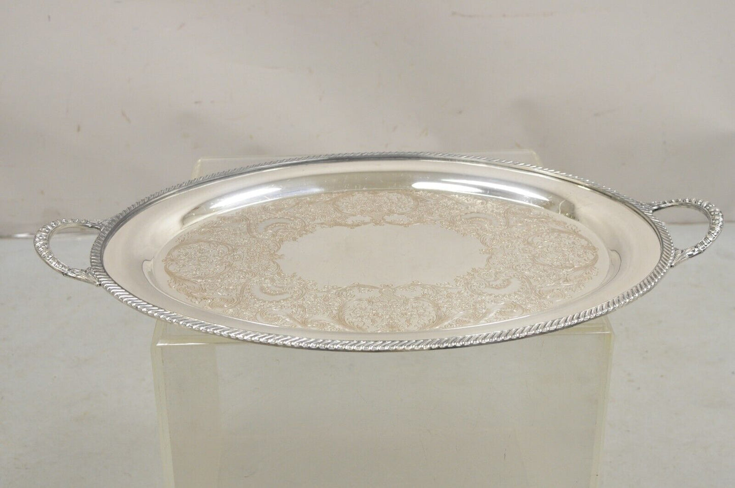 WM Rogers 4082 Silver Plated Victorian Oval Serving Platter Tray