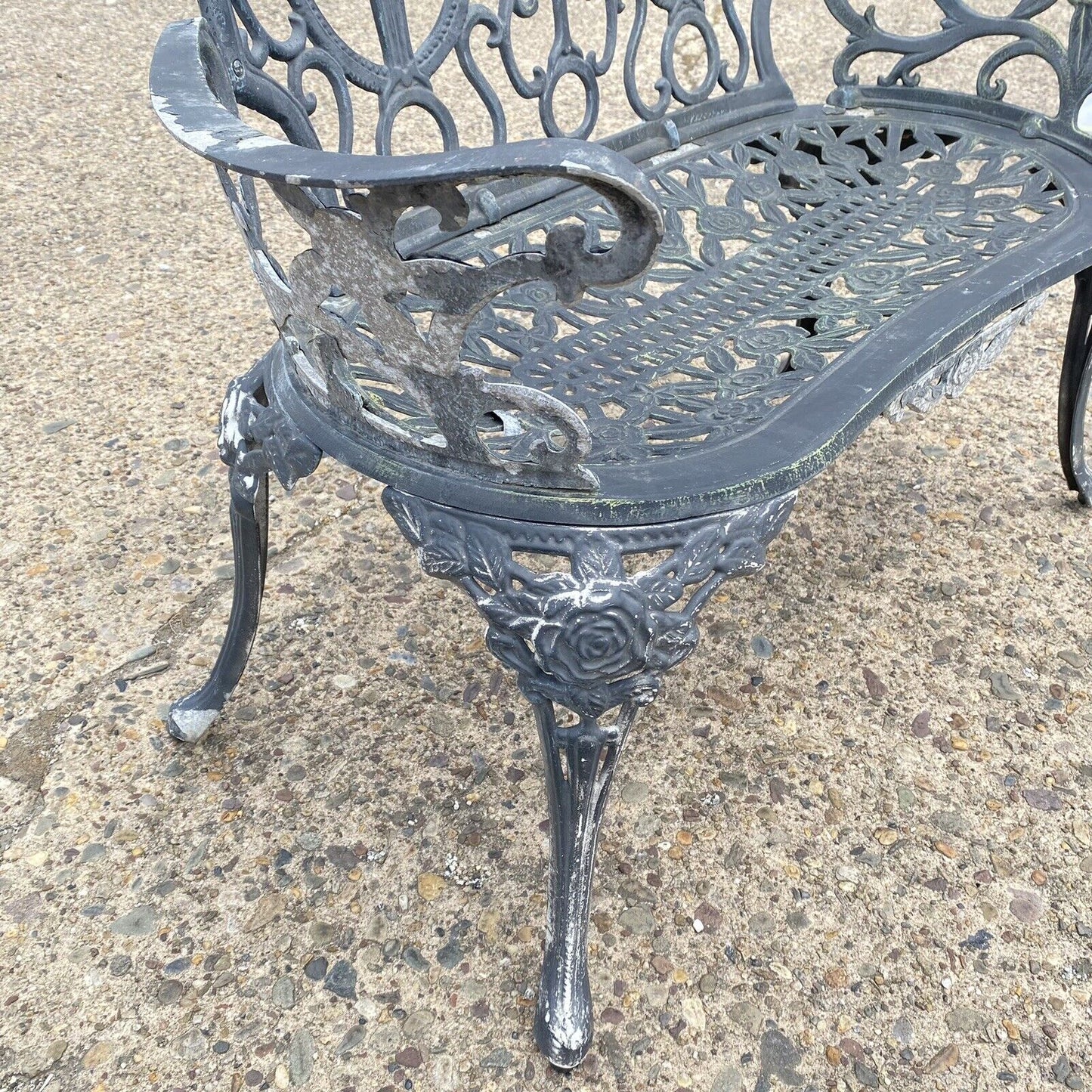 Cast Aluminum Floral French Style Flower Garden Patio Outdoor Bench Loveseat