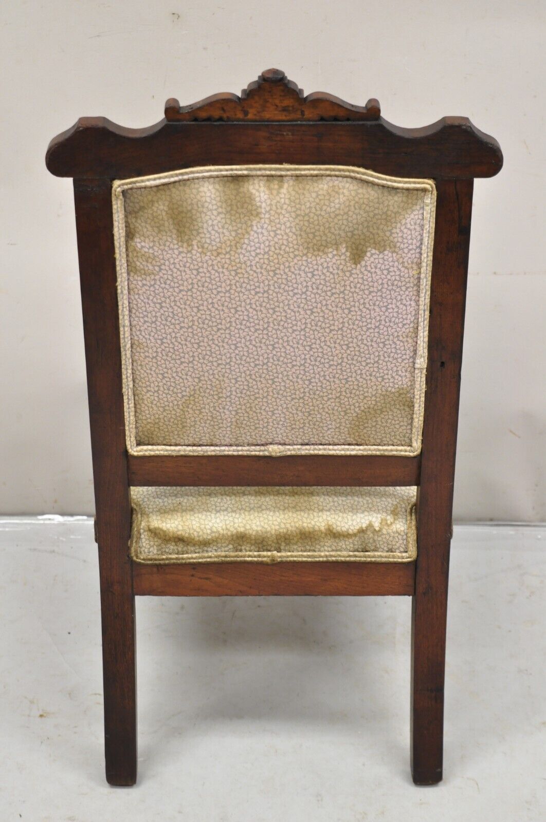 Antique Small Child's Eastlake Victorian Carved Walnut Parlor Arm Chair