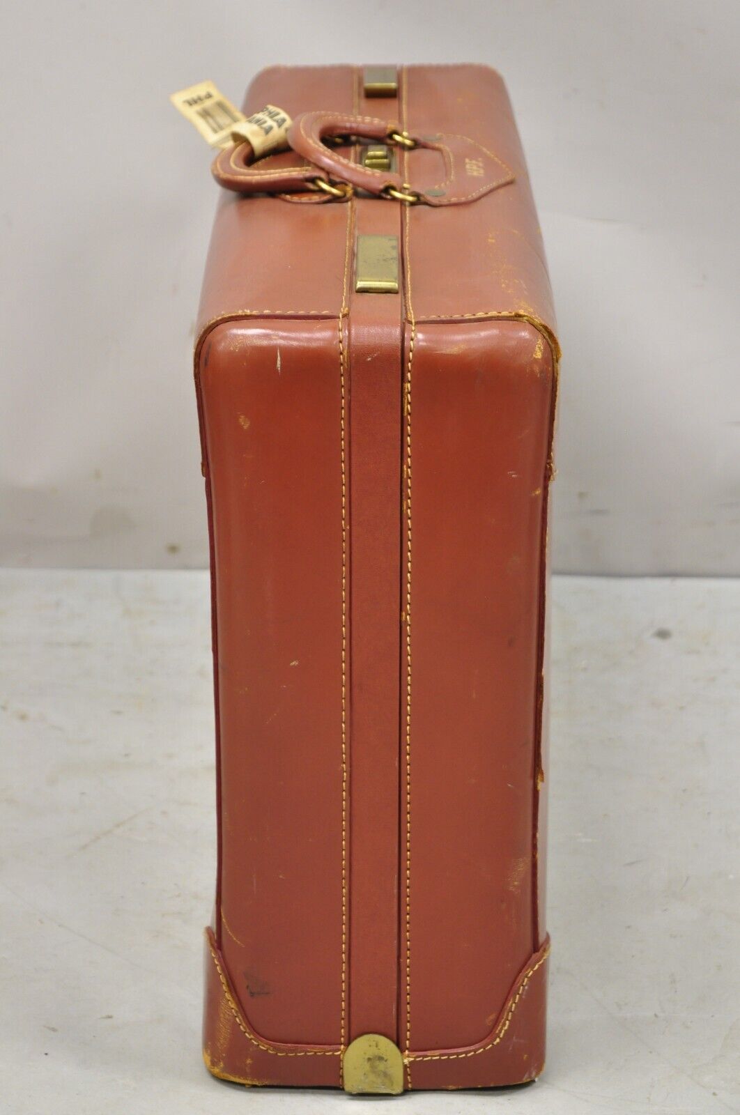 Vintage Genuine Top Grade Cowhide Brown Leather 24" Suitcase Luggage