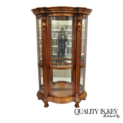 Pulaski Empire Style Cherry Wood Large Bowed Glass Curio Display Cabinet