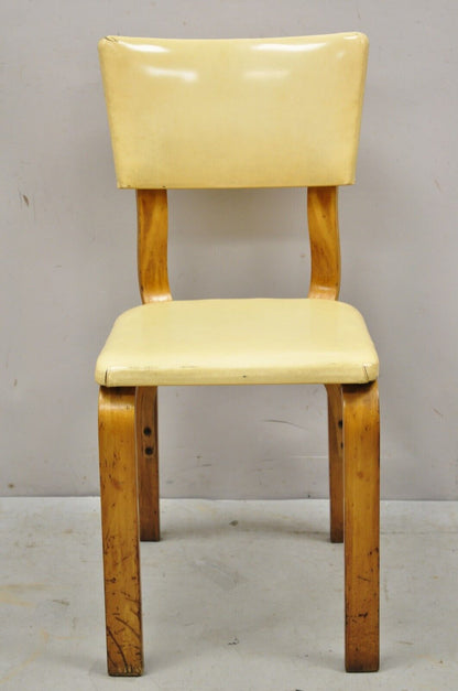 Vintage Thonet Bentwood Dining Chairs with Beige Vinyl Seats - Set of 4