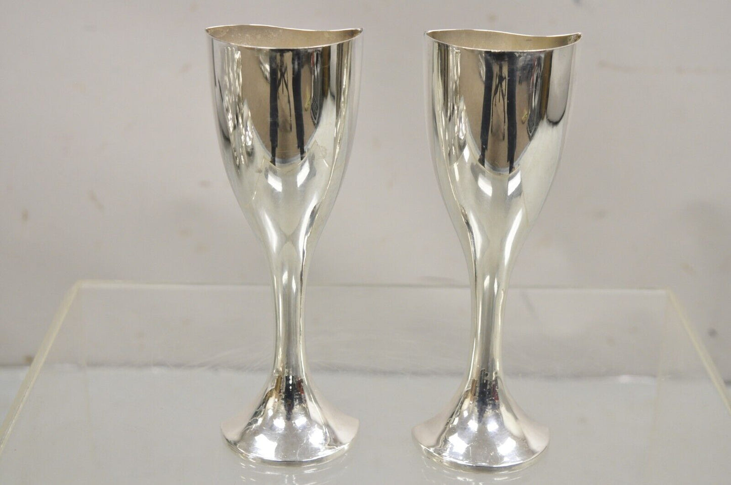 Cazenovia Abroad Silver Plated Wedding Goblet Toasting Split Champagne Flutes