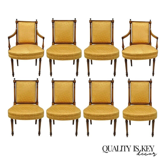 Maslow Freen French Empire Style Mahogany Upholstered Dining Chairs - Set of 8