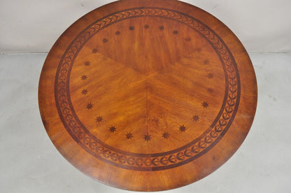 Italian Regency Style Marquetry Inlay Paw Feet Pedestal Base Round Center Table