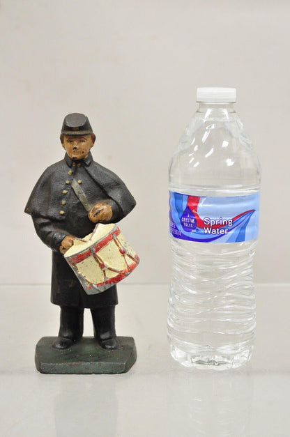 Antique Victorian Cast Iron Figural Painted Civil War Soldier Drummer Door Stop