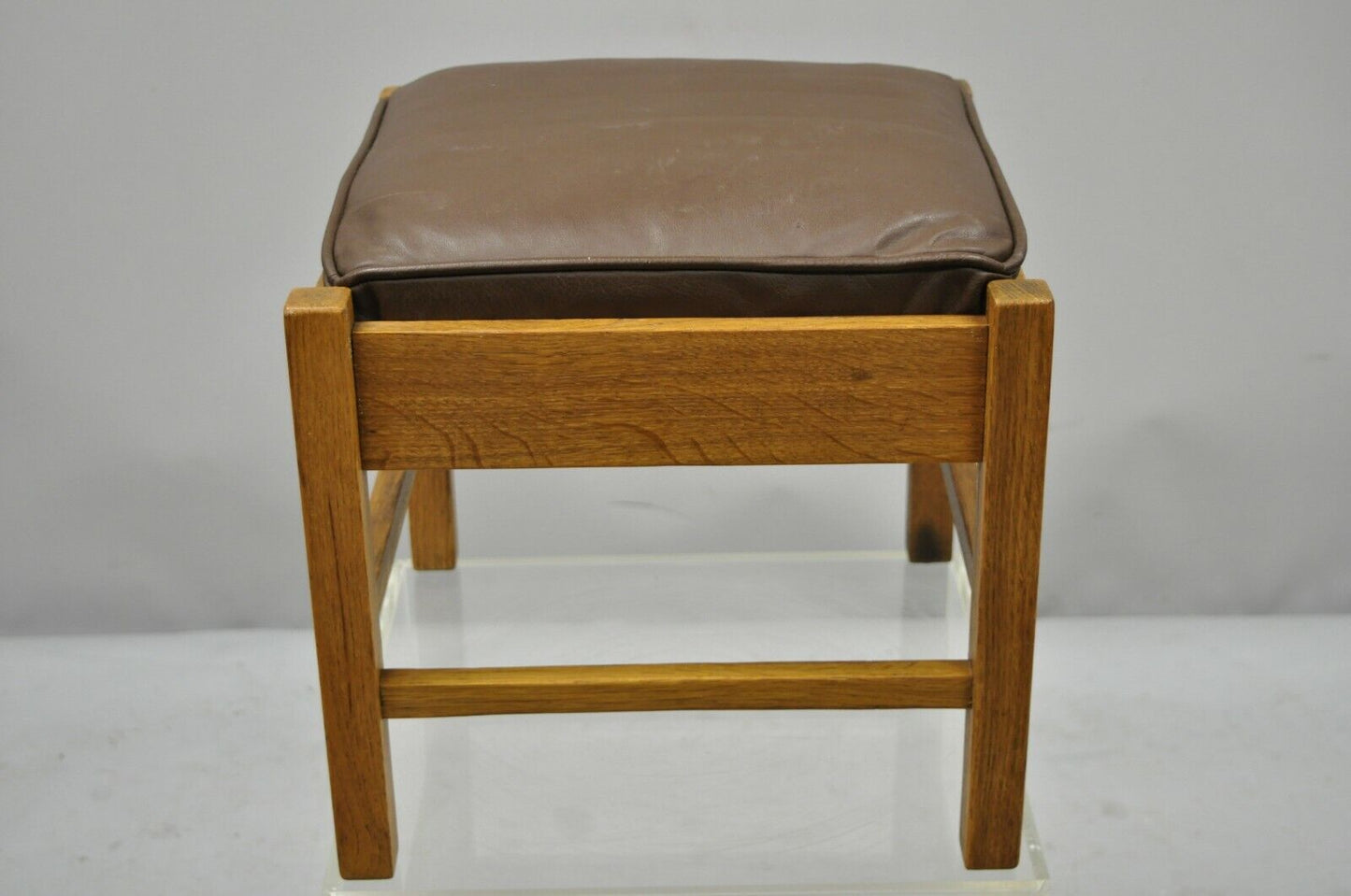 Lifetime Furniture 403 Mission Oak Arts&Crafts Leather Ottoman Stool Footstool B